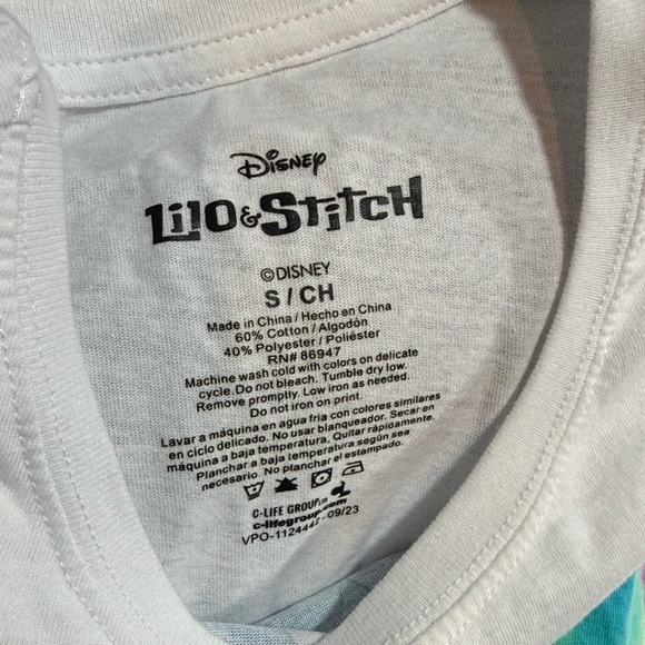 Disney White Tee with Blue & Purple Stitch and Dolphin Artwork size S - Picture 4 of 5